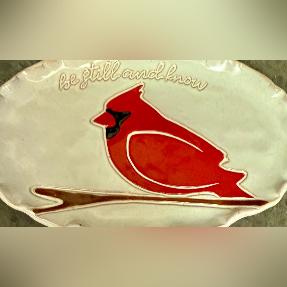 Mud Pie Cardinal Plate. “Be Still and Know…” 10”x6.5” - Picture 6 of 6